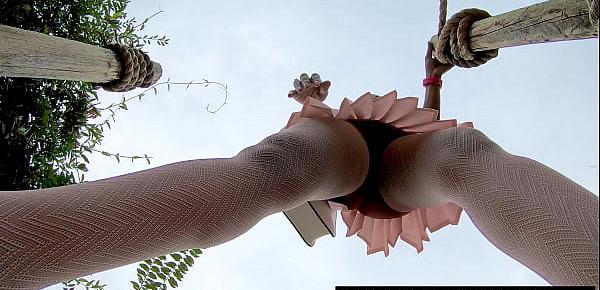  4k Boyfriend Pressured Girlfriend To Pussy Flash Outdoors Lifting Leg Up, Young Innocent Black Babe Msnovember Pull Panties To Side In Public Ass Upskirt Exhibition At Mini Golf  Sheisnovember